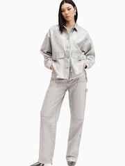 AllSaints Silver Hettie Denim Shacket - Image 4 of 8