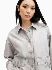 AllSaints Silver Hettie Denim Shacket - Image 7 of 8