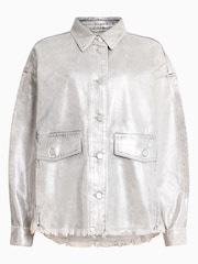 AllSaints Silver Hettie Denim Shacket - Image 8 of 8