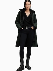 AllSaints Green Serra Shearling Coat - Image 4 of 8