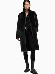 AllSaints Green Serra Shearling Coat - Image 6 of 8