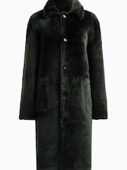 AllSaints Green Serra Shearling Coat - Image 8 of 8