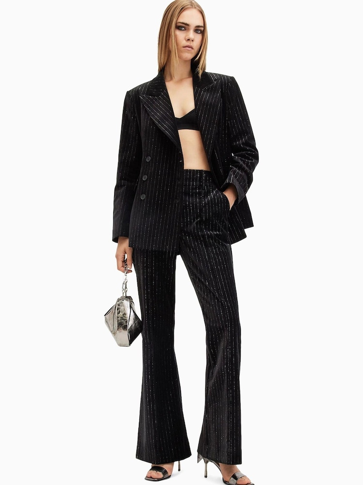 AllSaints Black Sevenh Vel Trousers - Image 1 of 7