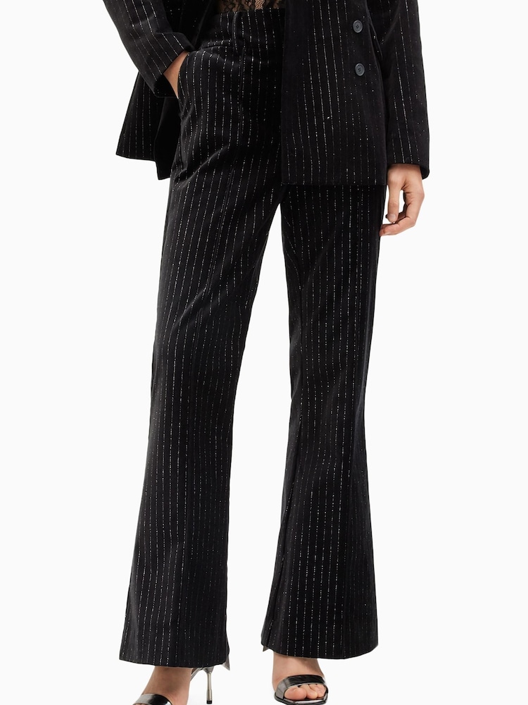 AllSaints Black Sevenh Vel Trousers - Image 2 of 7