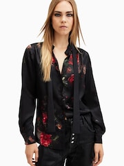 AllSaints Black Toni Shirt - Image 1 of 7