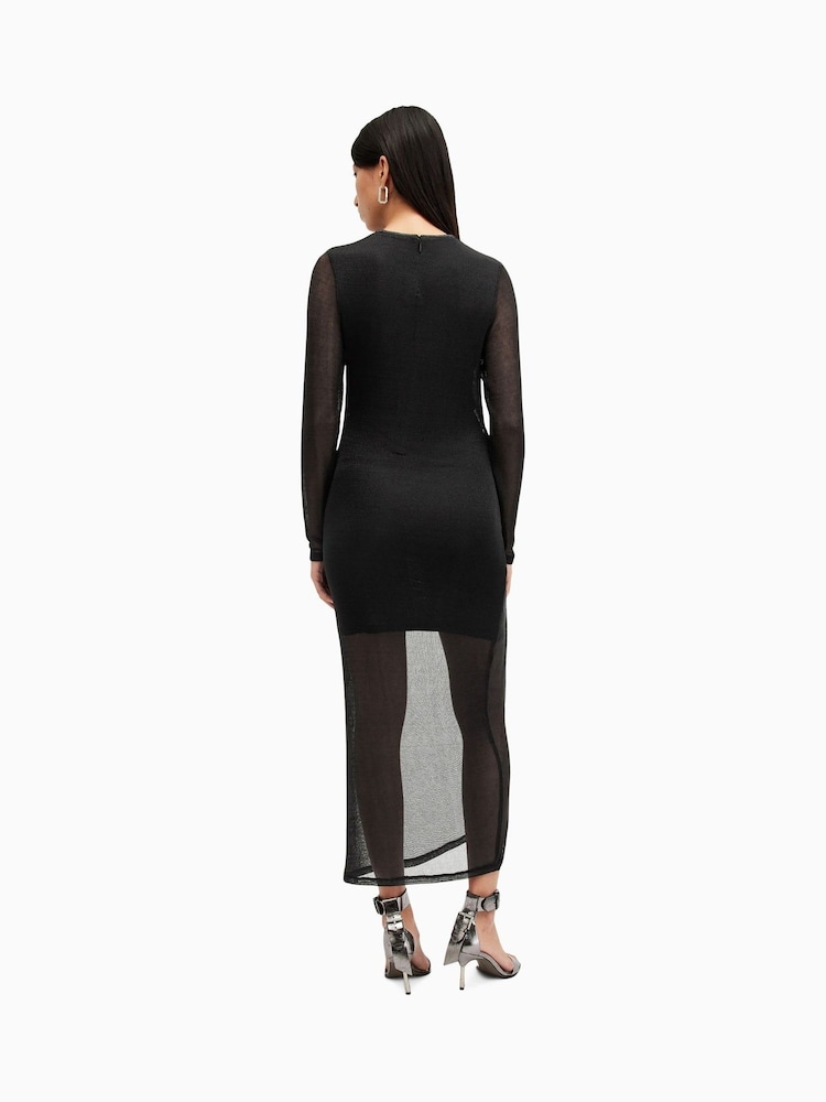 AllSaints Black Nora Sparkle Dress - Image 2 of 7