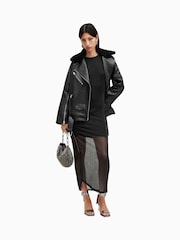 AllSaints Black Nora Sparkle Dress - Image 3 of 7