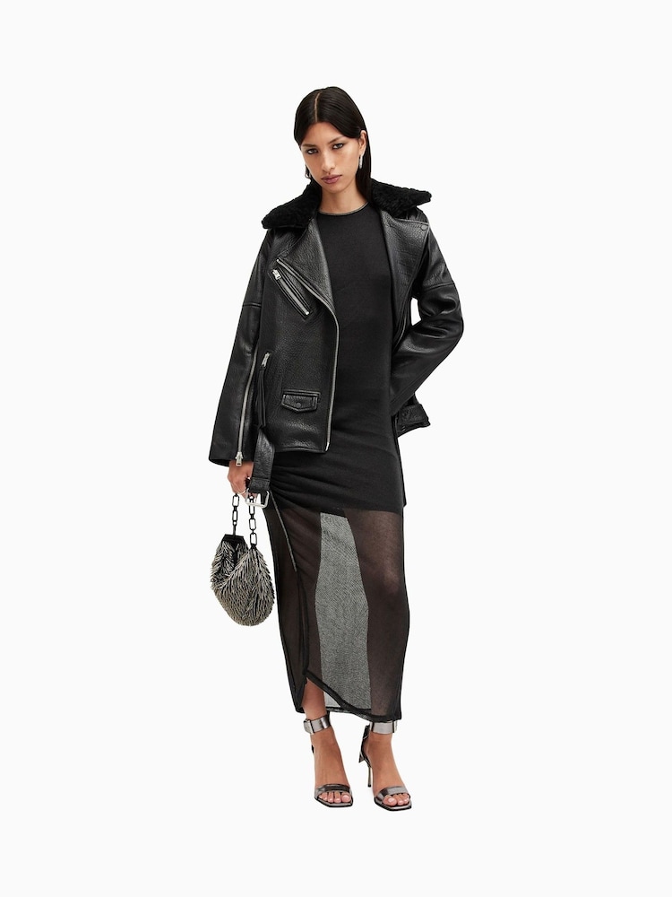 AllSaints Black Nora Sparkle Dress - Image 3 of 7