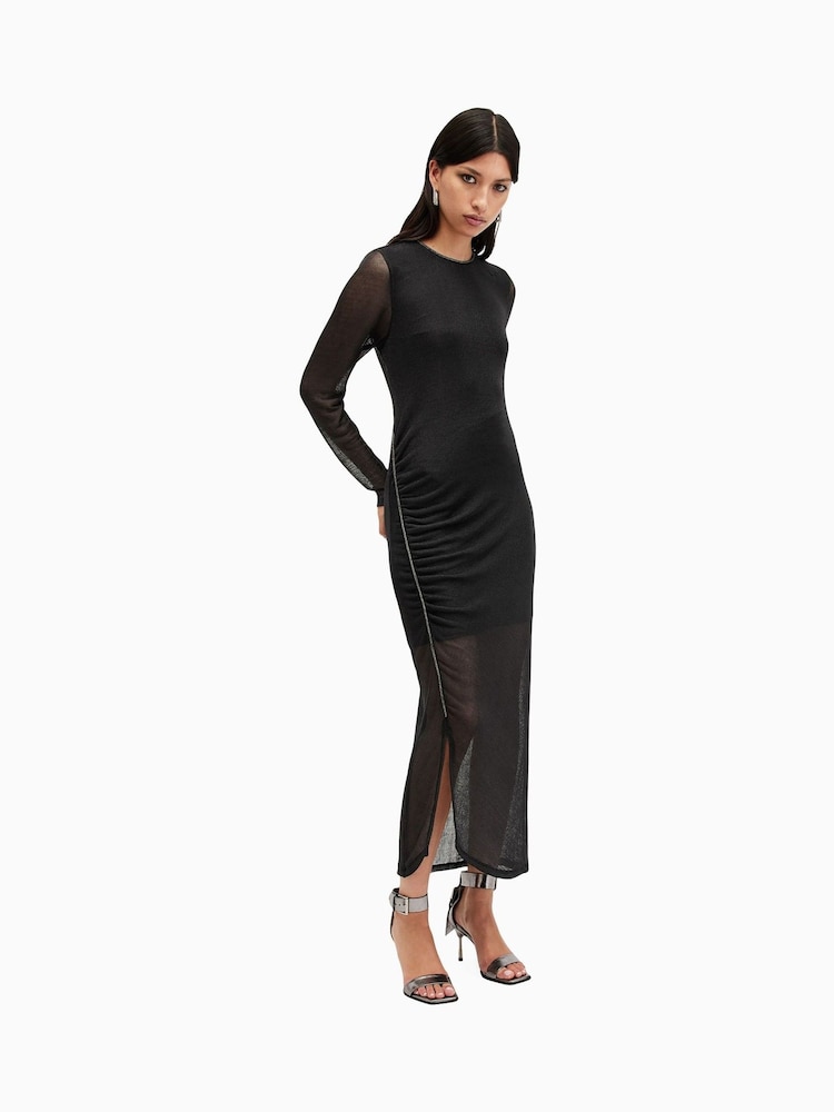 AllSaints Black Nora Sparkle Dress - Image 4 of 7