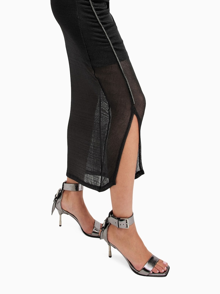 AllSaints Black Nora Sparkle Dress - Image 6 of 7
