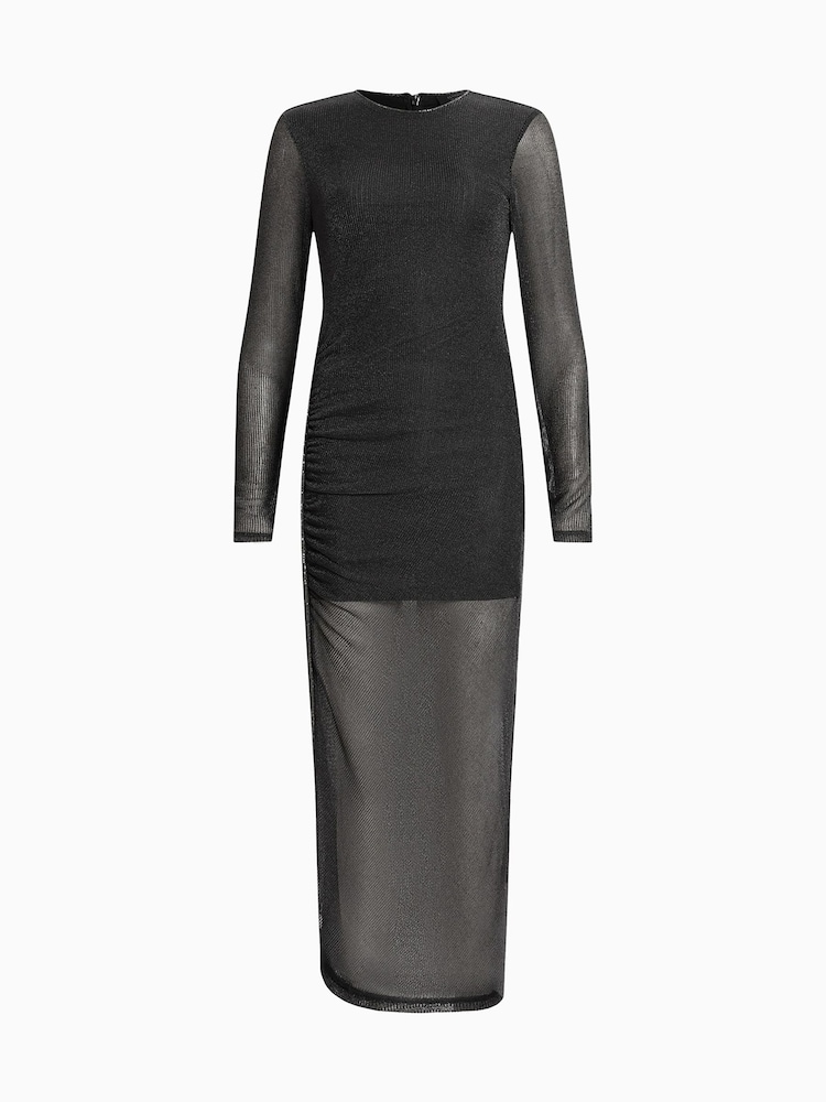 AllSaints Black Nora Sparkle Dress - Image 7 of 7