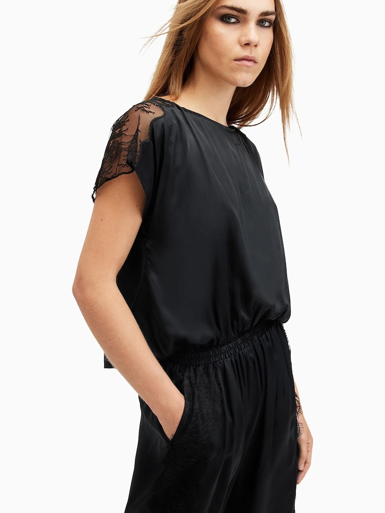 AllSaints Black Mari Jumpsuit - Image 2 of 10