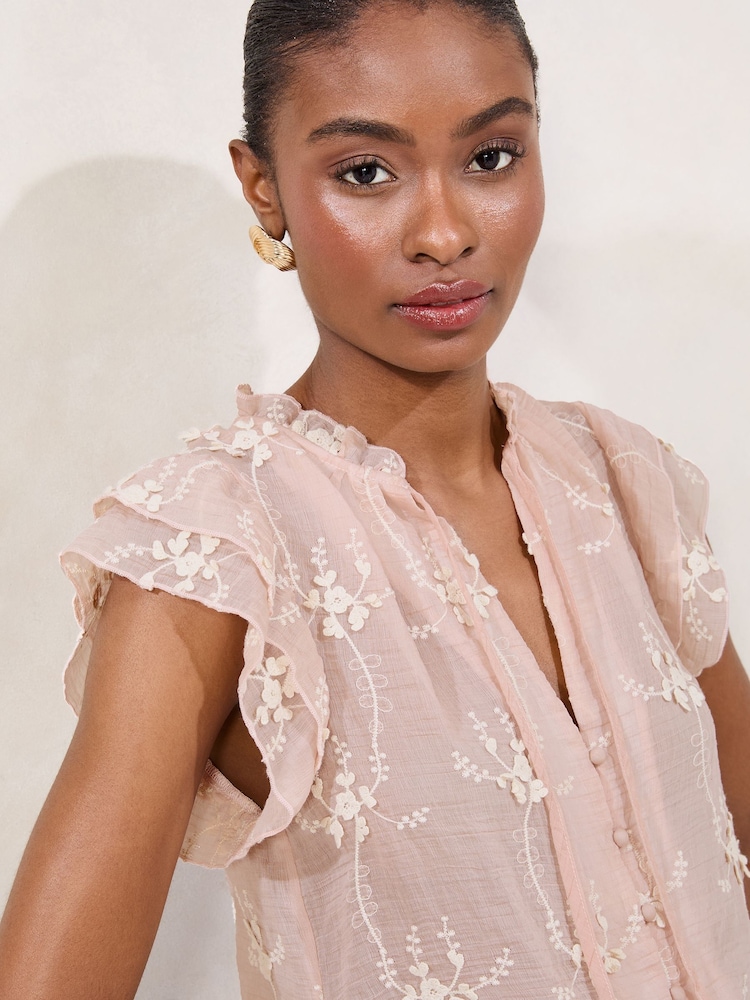 Rosa - Lipsy Embroidered Keyhole Detail Shell Top - Imagen 2 de 4
