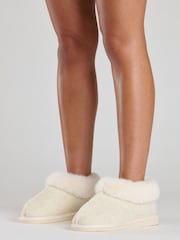 Loungeable Brown Beige Felt Fluffy Boots With Cuff - Image 4 of 6