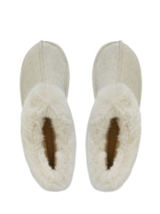 Loungeable Brown Beige Felt Fluffy Boots With Cuff - Image 6 of 6