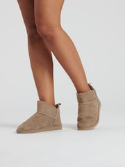 Loungeable Brown Taupe Mini Boots - Image 1 of 4