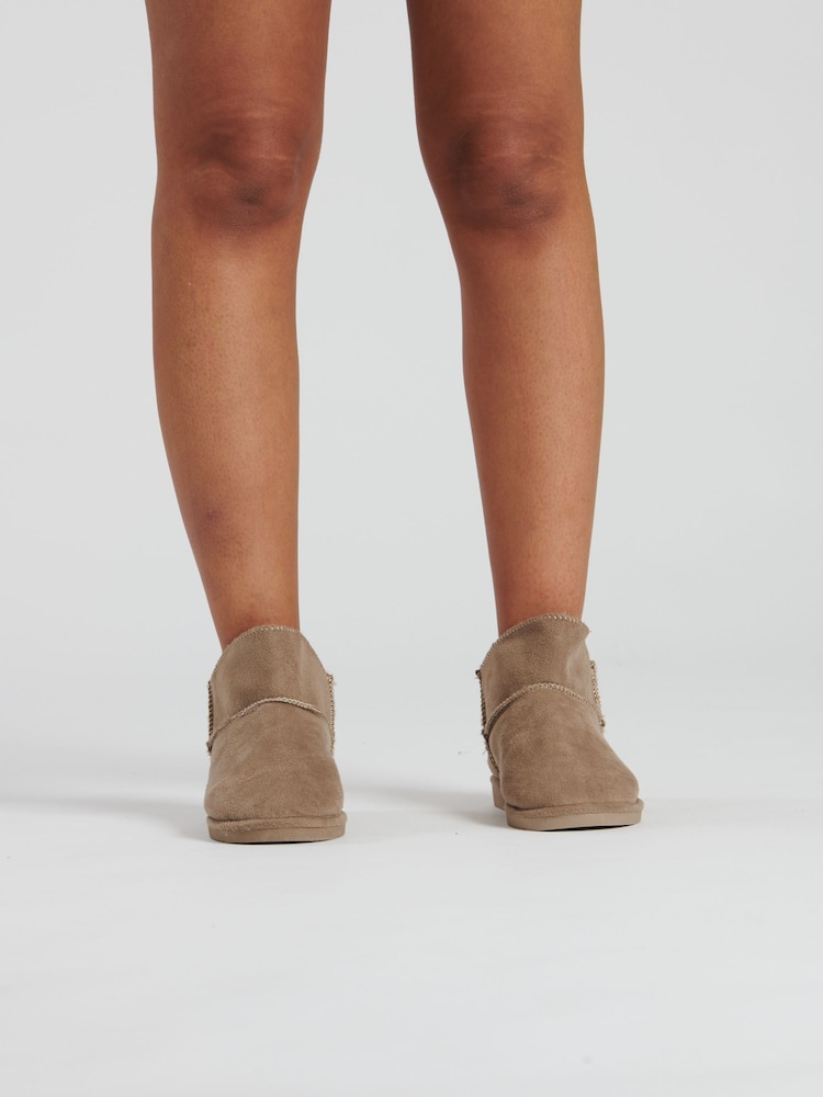 Loungeable Brown Taupe Mini Boots - Image 4 of 4
