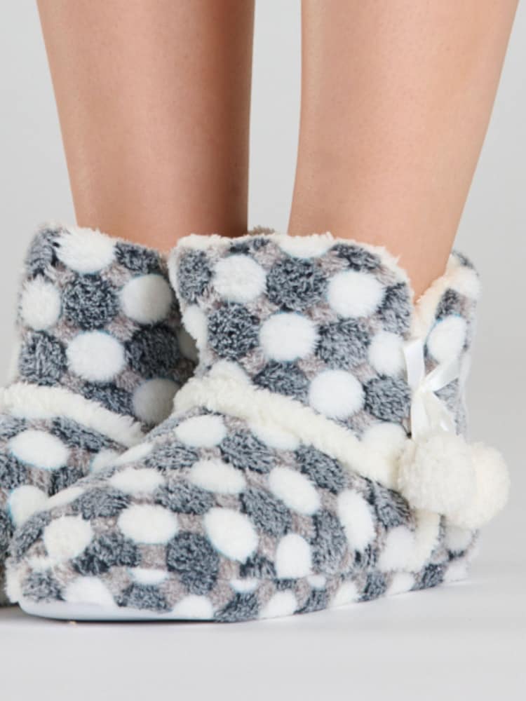 Loungeable Grey Spot Indoor Slippers - Image 2 of 5