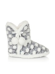 Loungeable Grey Spot Indoor Slippers - Image 3 of 5