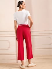 Love & Roses Red Cropped Pleat Front Eve Tailored Trousers - Image 4 of 4