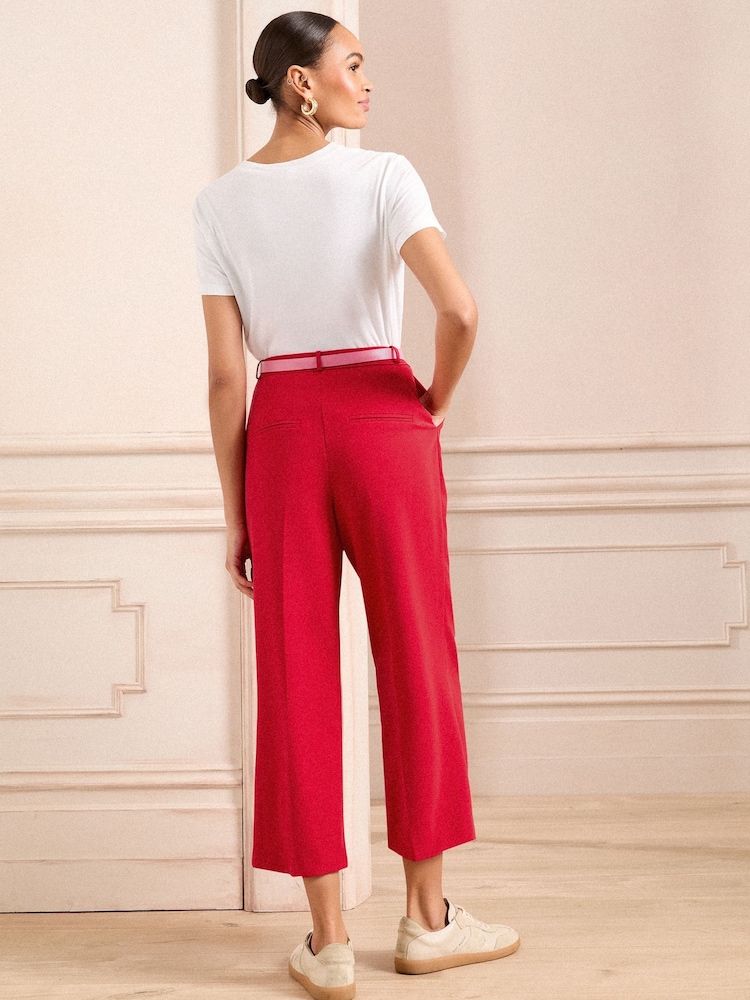 Love & Roses Red Cropped Pleat Front Eve Tailored Trousers - Image 4 of 4