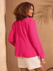Love & Roses Pink Contrast Collar Flash Blazer With Linen - Image 4 of 4