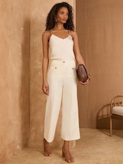Love & Roses White Cleo Relaxed Wide Leg Crop Trousers - Image 2 of 4
