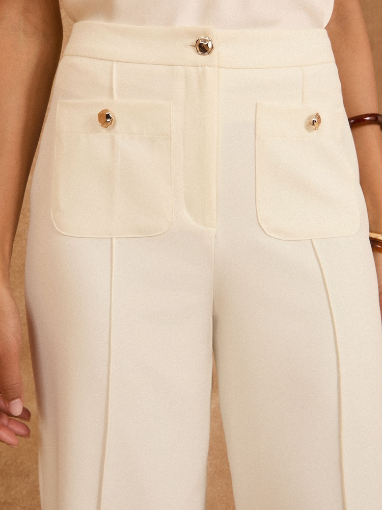Love & Roses White Cleo Relaxed Wide Leg Crop Trousers - Image 4 of 4