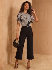 Love & Roses Black Cropped Pleat Front Eve Tailored Trousers - Image 2 of 4