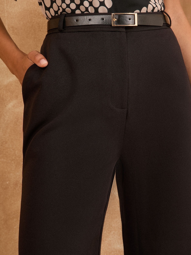 Love & Roses Black Cropped Pleat Front Eve Tailored Trousers - Image 4 of 4