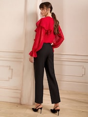 Love & Roses Black Tori Straight Leg Tailored Trousers - Image 3 of 4