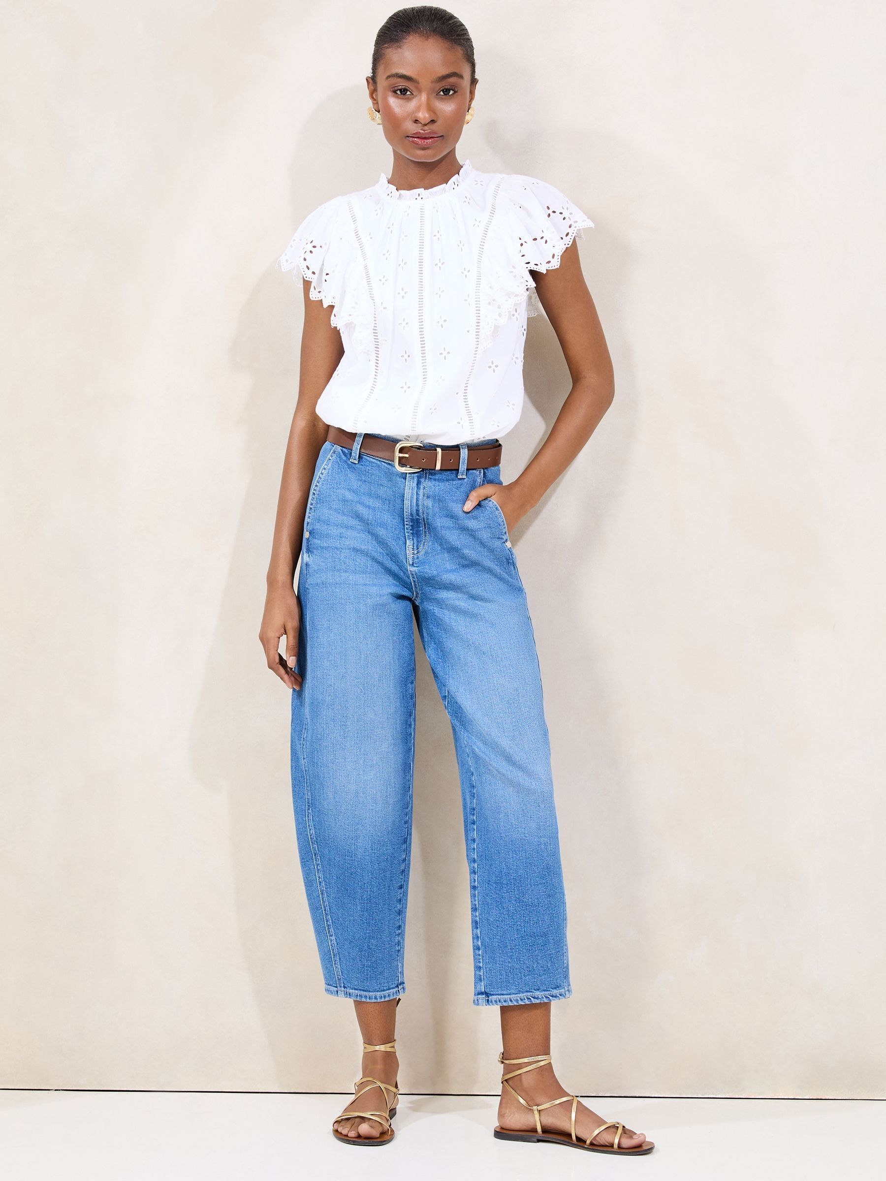 Buy Lipsy White Broderie Ruffle 100% Cotton T-Shirt from Next Romania