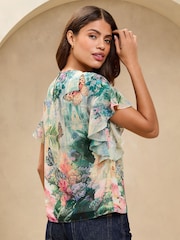 Lipsy Green Printed Embellished T-Shirt - Image 4 of 4