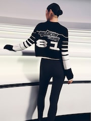 Reiss Black/White Rider McLaren Wool-Cashmere F1 Team Cropped Jumper - Image 1 of 9