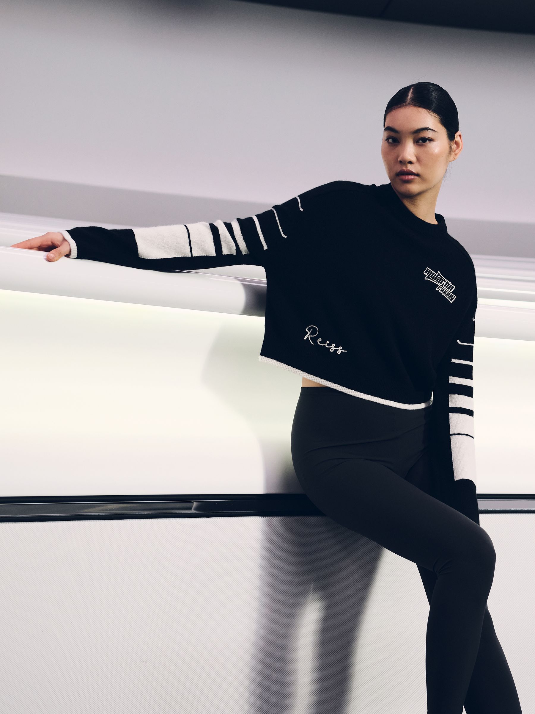 Buy Reiss Black/White Rider McLaren F1 Team Wool-Cashmere Cropped