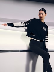 Reiss Black/White Rider McLaren Wool-Cashmere F1 Team Cropped Jumper - Image 6 of 9