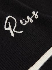 Reiss Black/White Rider McLaren Wool-Cashmere F1 Team Cropped Jumper - Image 8 of 9