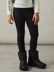 Reiss Black Kristen Stretch-Cotton Logo-Print Leggings - Image 1 of 4
