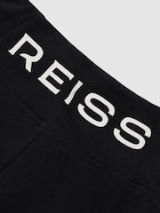Reiss Black Kristen Stretch-Cotton Logo-Print Leggings - Image 4 of 4