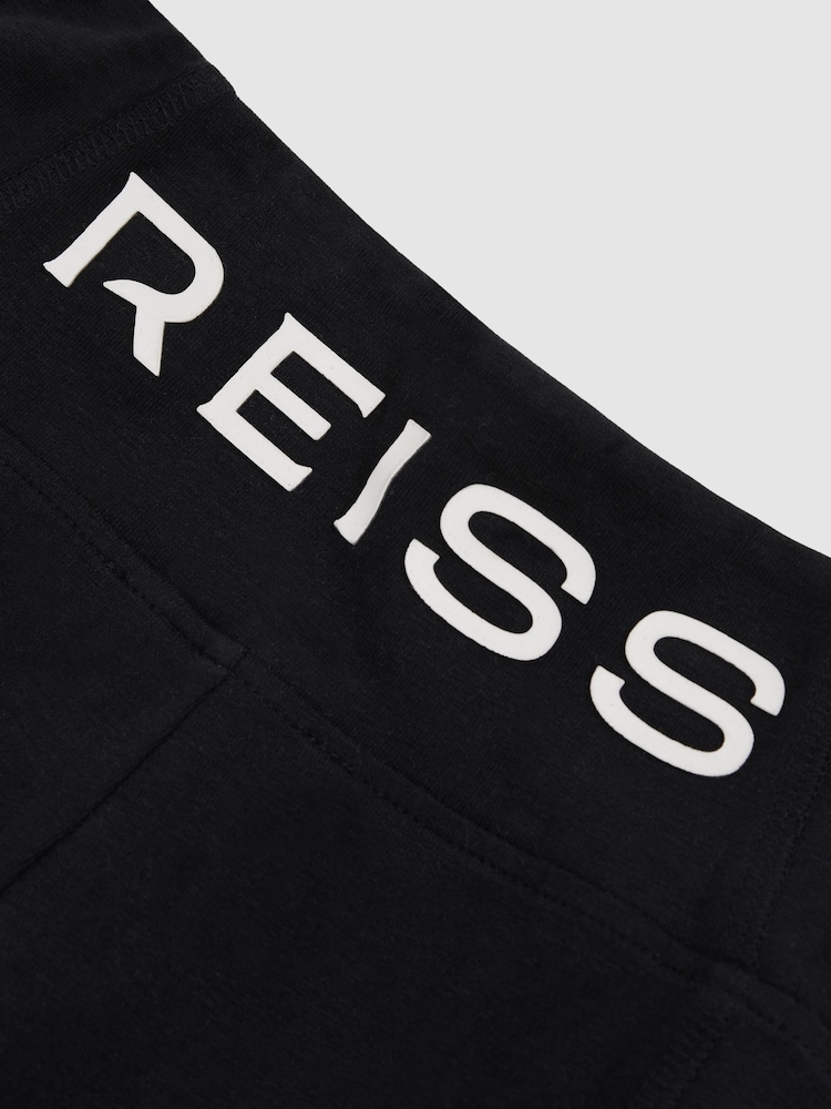 Reiss Black Kristen Stretch-Cotton Logo-Print Leggings - Image 4 of 4