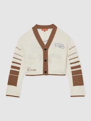 Reiss Off White/Camel Drive McLaren F1 Team Crop Varsity Cardigan - Image 2 of 9