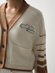 Reiss Off White/Camel Drive McLaren F1 Team Crop Varsity Cardigan - Image 6 of 9