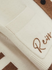 Reiss Off White/Camel Drive McLaren F1 Team Crop Varsity Cardigan - Image 8 of 9