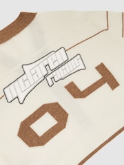Reiss Off White/Camel Drive McLaren F1 Team Crop Varsity Cardigan - Image 9 of 9