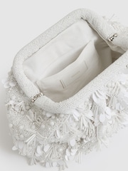 Reiss White Edith Embellished Clutch Bag - Image 3 of 5