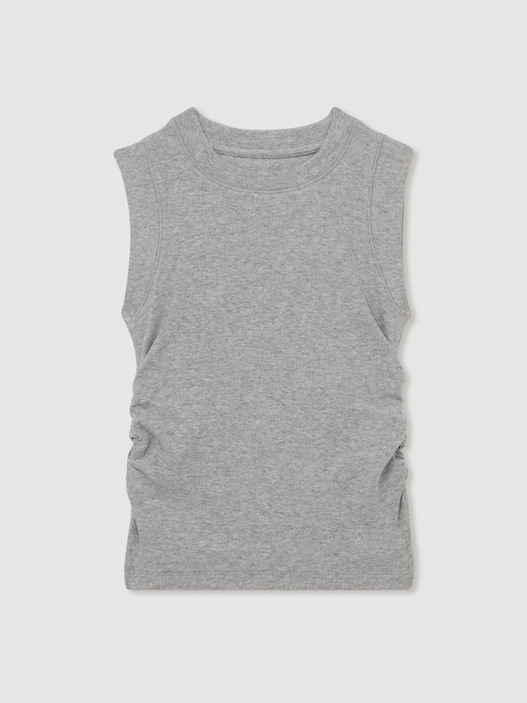 Reiss Grey Trudy Ruched Vest Top - Image 2 of 4