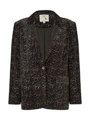 Yumi Black Oversize Velvet Sparkle Oversize Blazer - Image 5 of 5