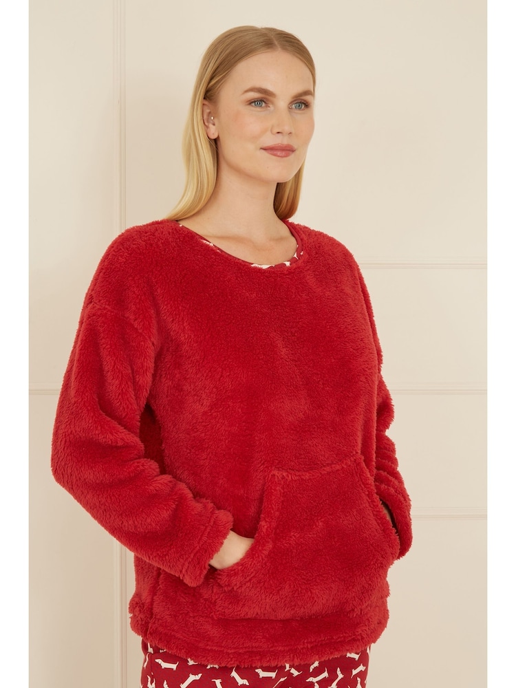 Yumi Red Pyjamas With Fleece Top And Dachshund Print Trousers - Image 2 of 5