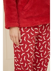 Yumi Red Pyjamas With Fleece Top And Dachshund Print Trousers - Image 4 of 5