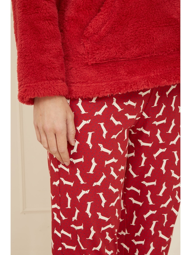 Pijamale Yumi Cu Top Fleece Si Dachshund Imprimeu Pantaloni - Image 4 of 5